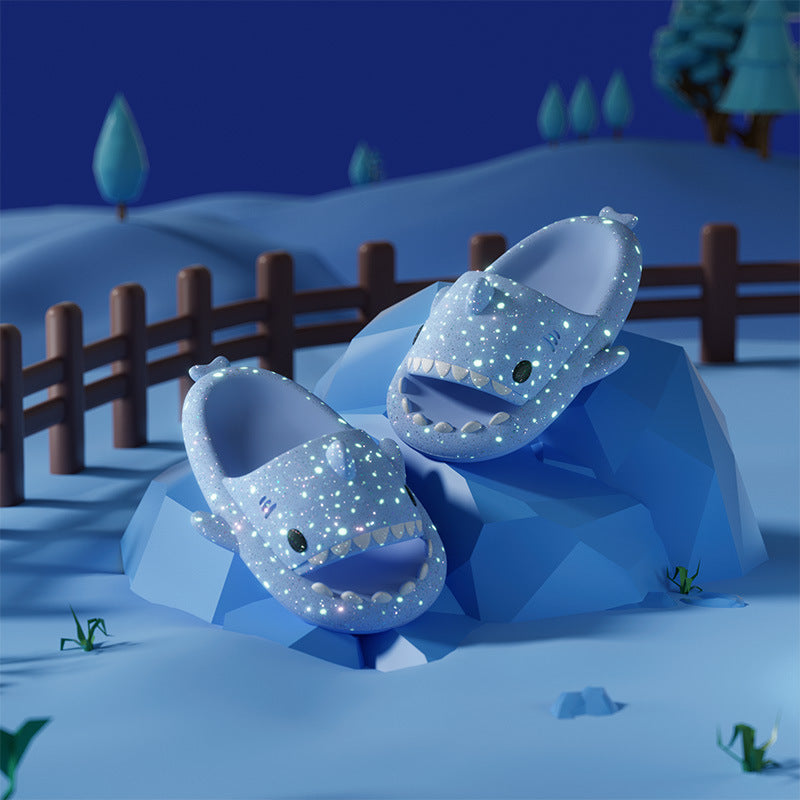 Zapatillas Shark Con Diseño De Lámparas De Noche Estrellada Zapatillas De Baño Zapatos De Mujer De Casa De Pareja
