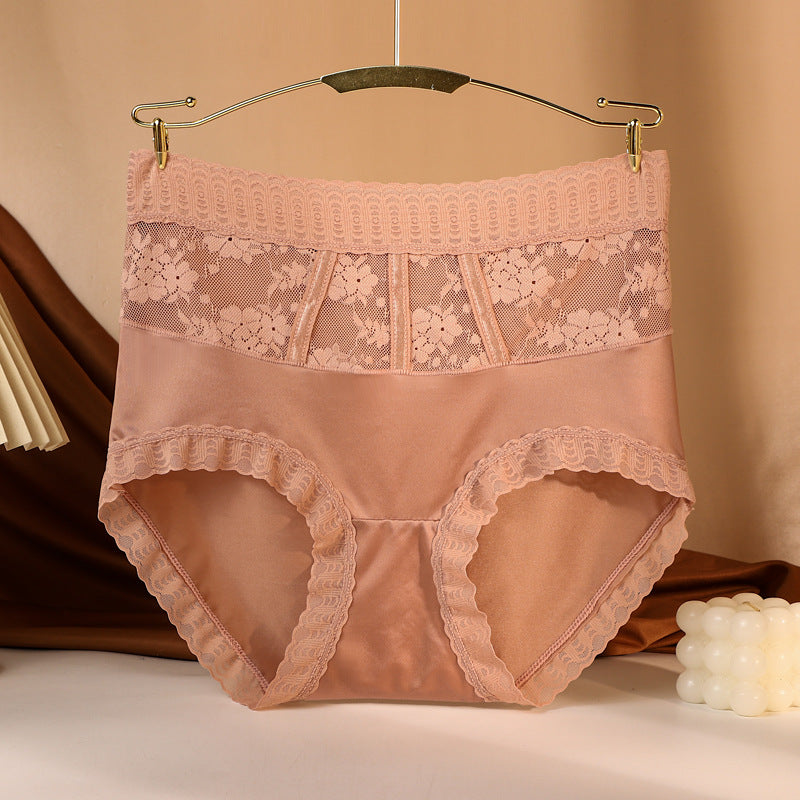 Calzoncillos De Encaje De Cintura Alta, Satén Transpirable, Abdomen Y Caderas