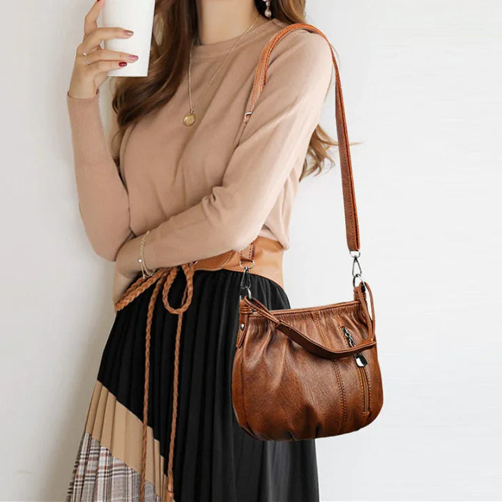 Bolso De Piel Blanda De Cubo Plegable De Moda Y Ocio Simple Bolso De Hombro