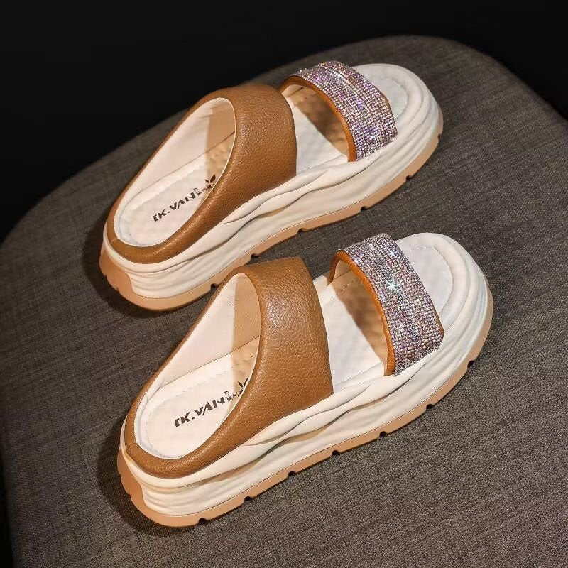 Sandalias De Aumento De Diamantes De Agua Brillantes