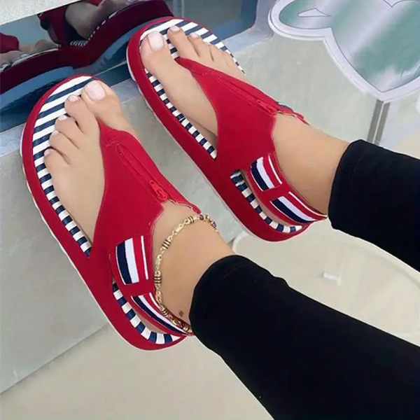 Zapatillas De Playa Con Suela De Pastel Con Cremallera Y Zapatos De Mujer Fuera