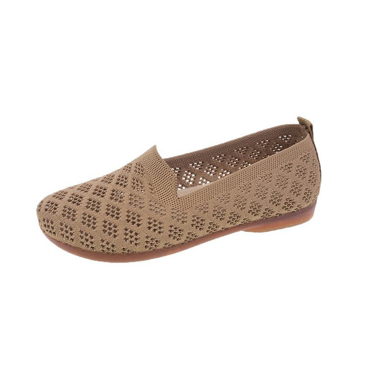 Zapatos De Mujer Huecos Tejidos Con Suela Blanda