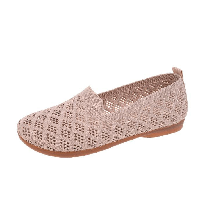 Zapatos De Mujer Huecos Tejidos Con Suela Blanda