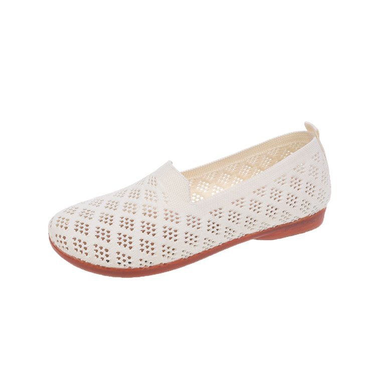 Zapatos De Mujer Huecos Tejidos Con Suela Blanda