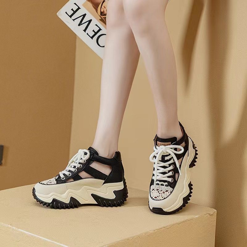 Sandalias Huecas Con Suelas Gruesas Y Altas