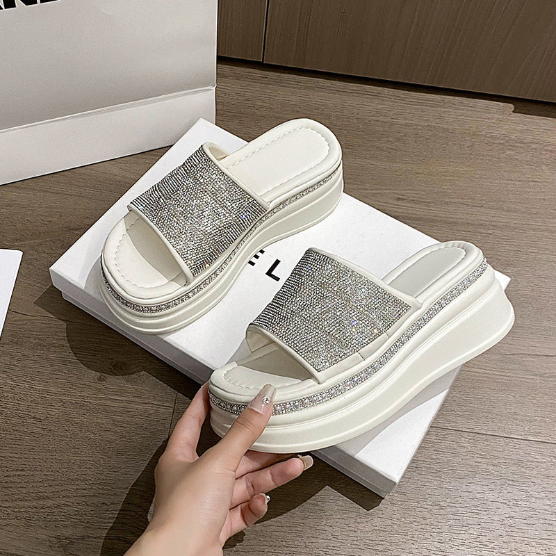 Sra. Zapatillas Frías Con Diamante De Agua De Aumento Interior