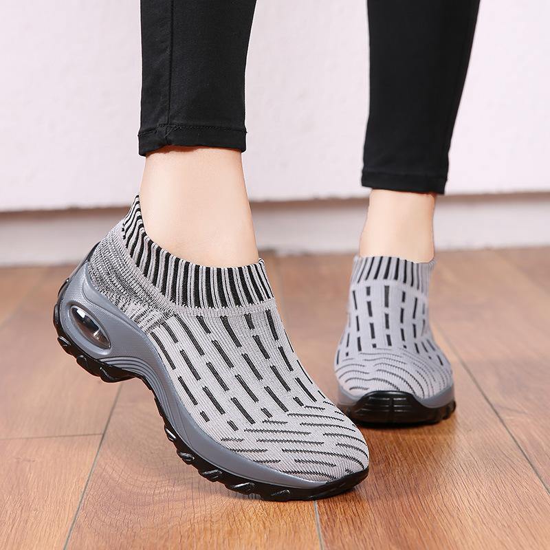 Mujer Malla acolchada de punto transpirable Slip Om Plataforma Zapatos deportivos casuales - MXbueno