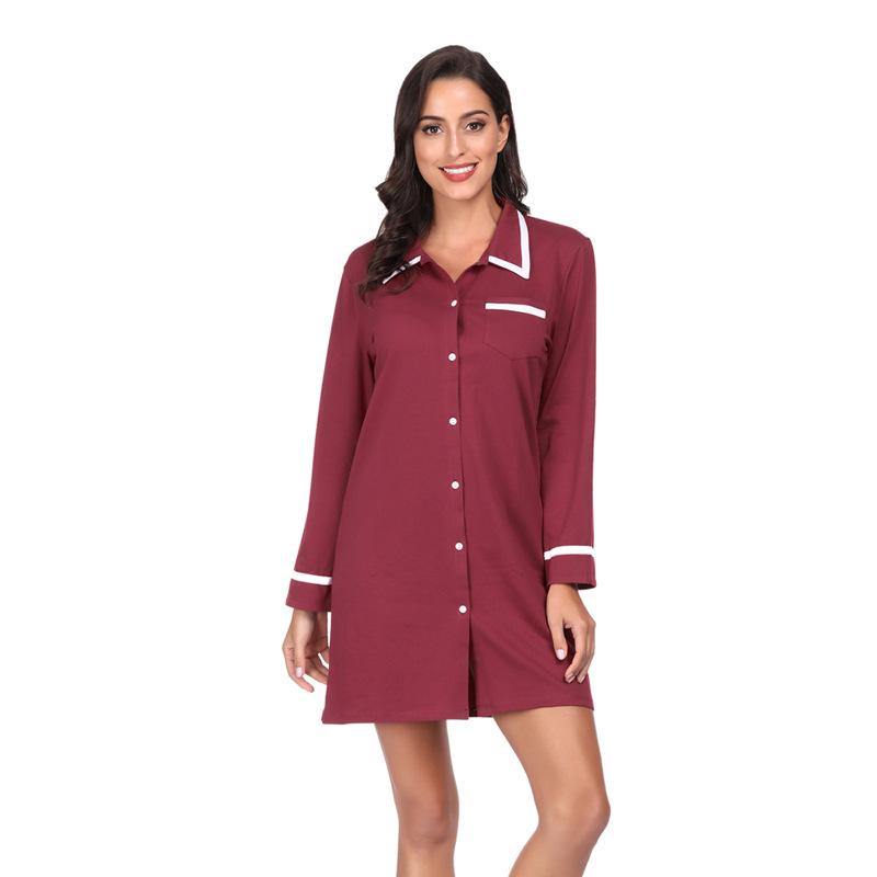 Los pijamas de manga larga estilo camisa de algodón - MXbueno