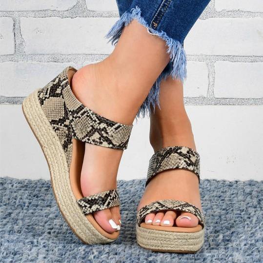 Primavera/Verano 2020 Sandalias de mujer de línea de tacón inclinado - MXbueno