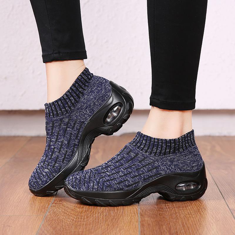 Mujer Malla acolchada de punto transpirable Slip Om Plataforma Zapatos deportivos casuales - MXbueno