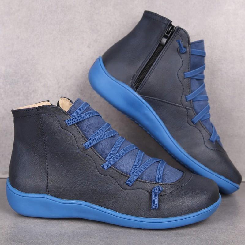 Gran tamaño en el tobillo plano informal con cremallera lateral Botas - MXbueno