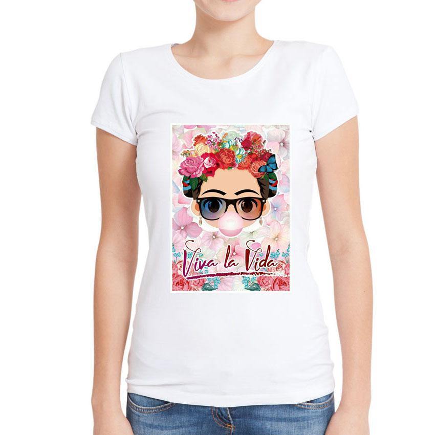 Camiseta de señoras de cuello redondo La pintora mexicana FRIDA - MXbueno