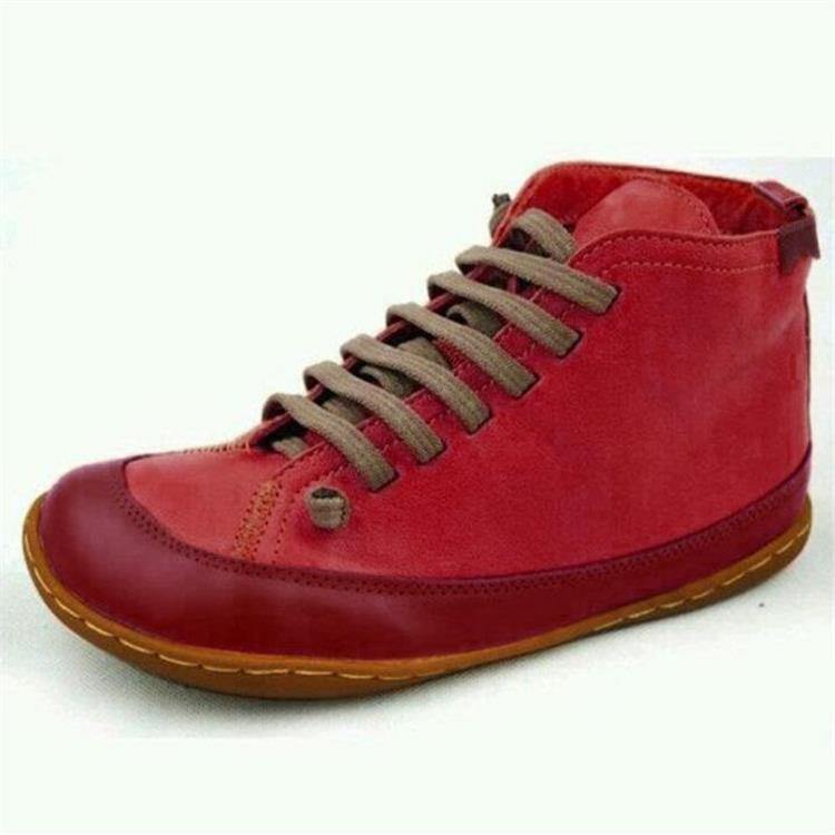 Mujer Plus Talla Punta redonda Cordones delanteros Antideslizantes Planos casuales Tobillo Botas - MXbueno