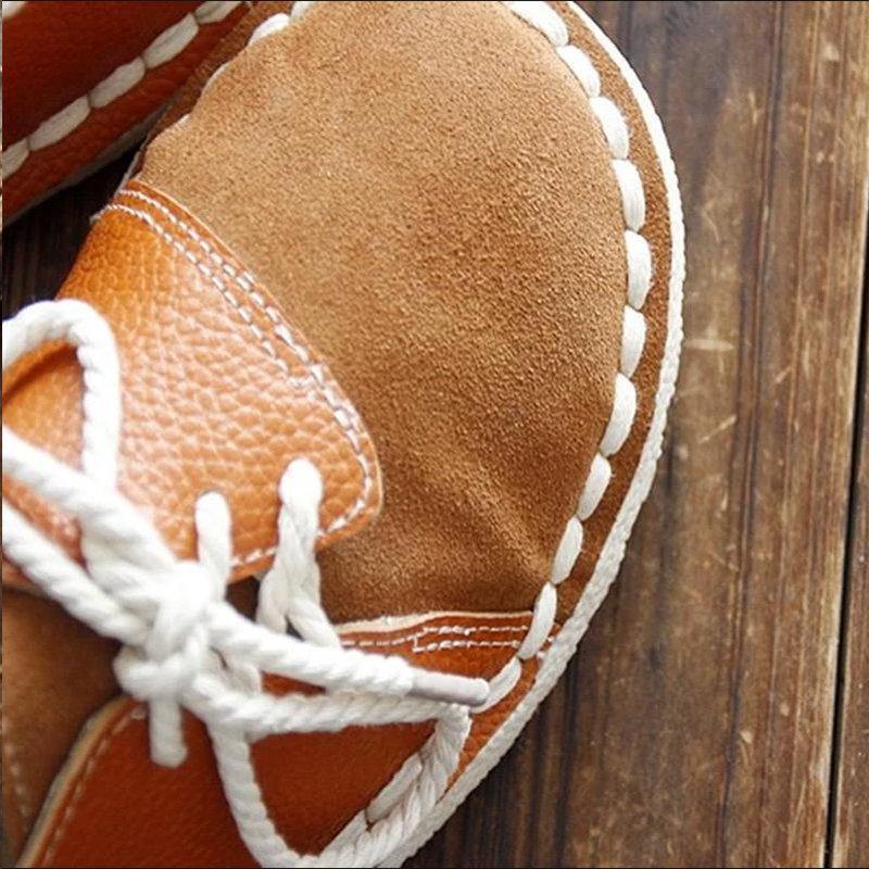 Tamaño grande Mujer Casual Soft Mocasines planos con cordones empalmes - MXbueno