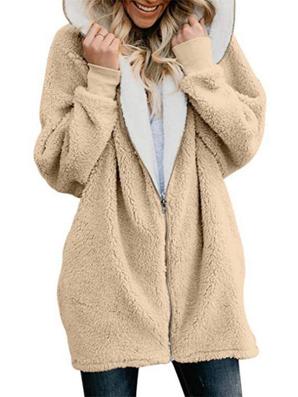 Otoño e invierno cordero lana cremallera chaqueta cálida - MXbueno