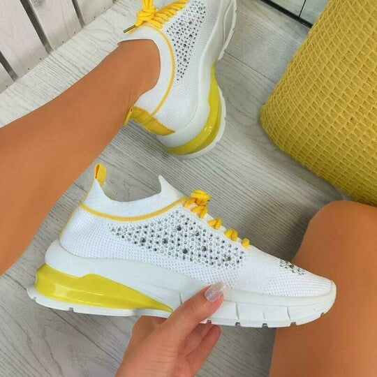 Zapatillas Slip Con Diamantes De Imitación