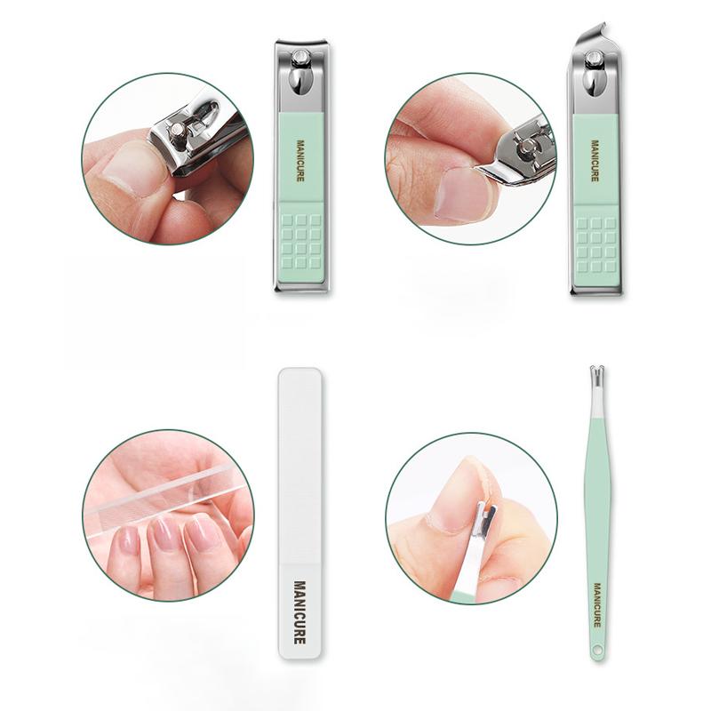 12-16 Piezas / Juego De Cortaúñas Con Bolsa Plegable Kit De Cortaúñas Tijeras Maquillaje Herramientas De Belleza