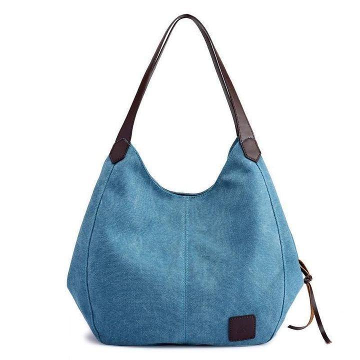 BOLSO DE HOMBRO DE LONA CON COMPARTIMENTOS TRIPLES - MXbueno