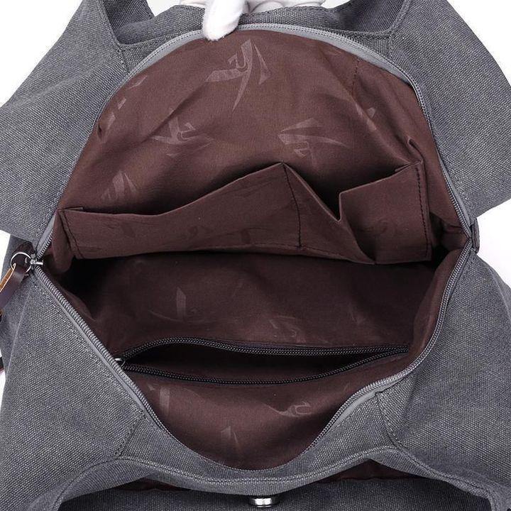 BOLSO DE HOMBRO DE LONA CON COMPARTIMENTOS TRIPLES - MXbueno