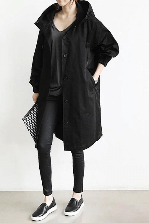 CHAQUETA IMPERMEABLE Y CORTAVIENTO OVERSIZED CON CAPUCHA - MXbueno