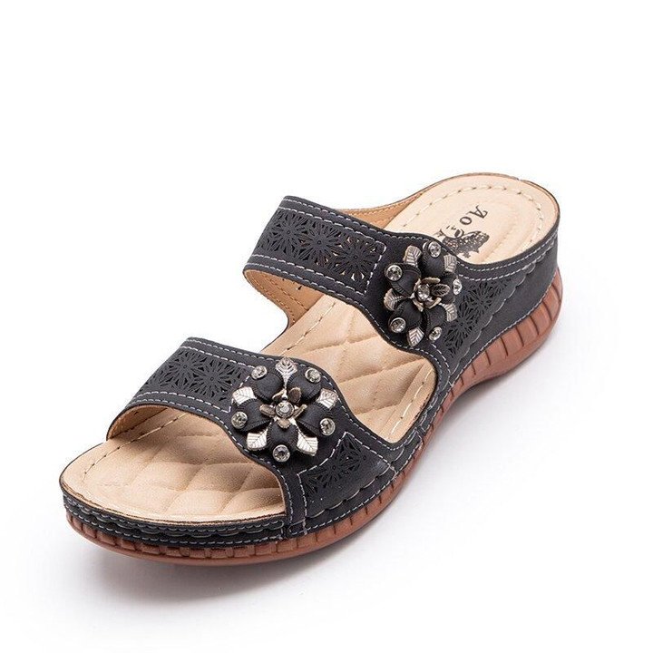 Nuevas Sandalias De Cuña Huecas Retro
