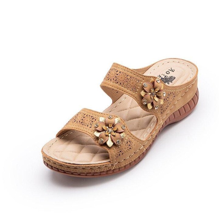 Nuevas Sandalias De Cuña Huecas Retro
