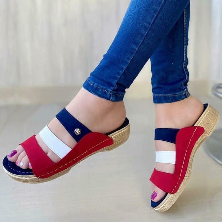 Pantuflas cómodas en bloque de color con cuña para mujer