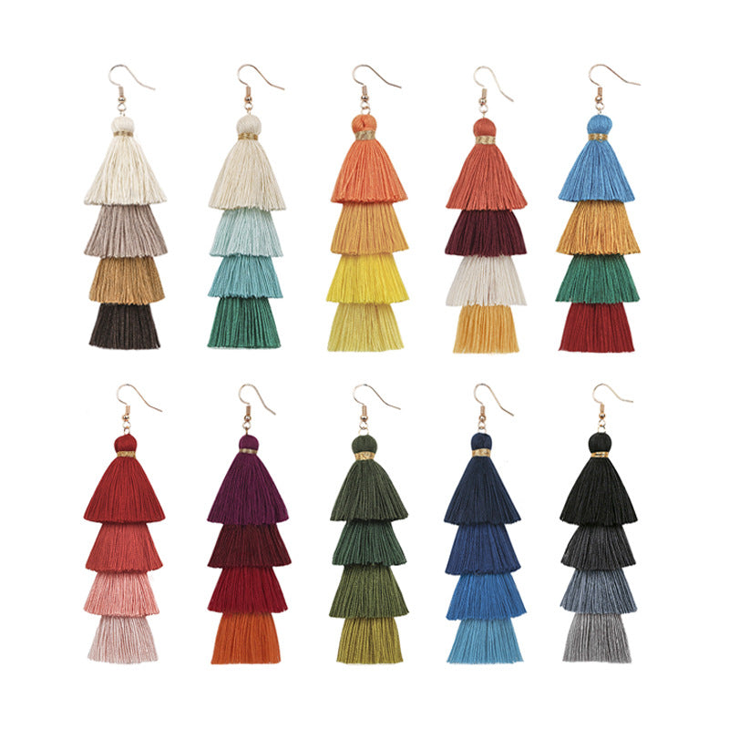 Pendientes De Borla Hechos A Mano, Pendientes Largos De Estilo étnico Retro Europeo Y Americano Para Mujer, Pendientes Personalizados Bohemios, Joyería
