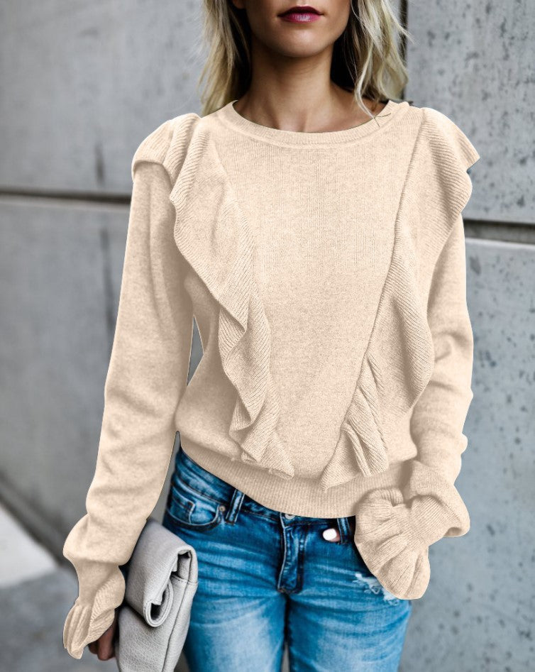 Camisetas De Manga Larga Para Mujeres Europeas Y Americanas Camiseta De Manga Acampanada Con Orejas De Madera