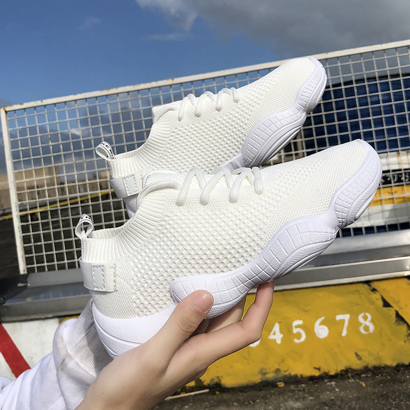 transpirable color sólido elástico con cordones cómodas zapatillas