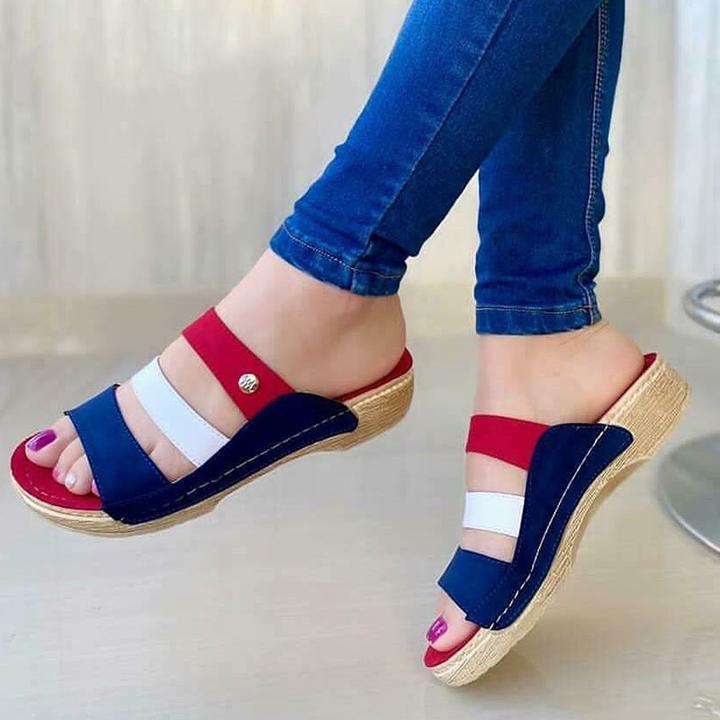 Pantuflas cómodas en bloque de color con cuña para mujer