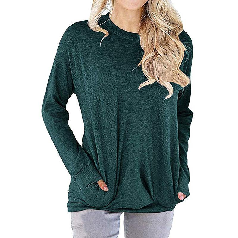 Ropa con bolsillo de cuello suelto manga larga para mujer - MXbueno