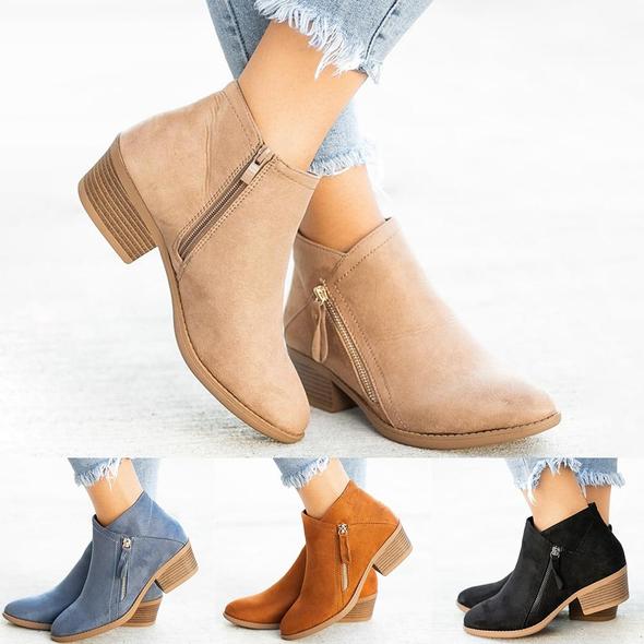 Botines De Gamuza Con Cremallera De Otoño