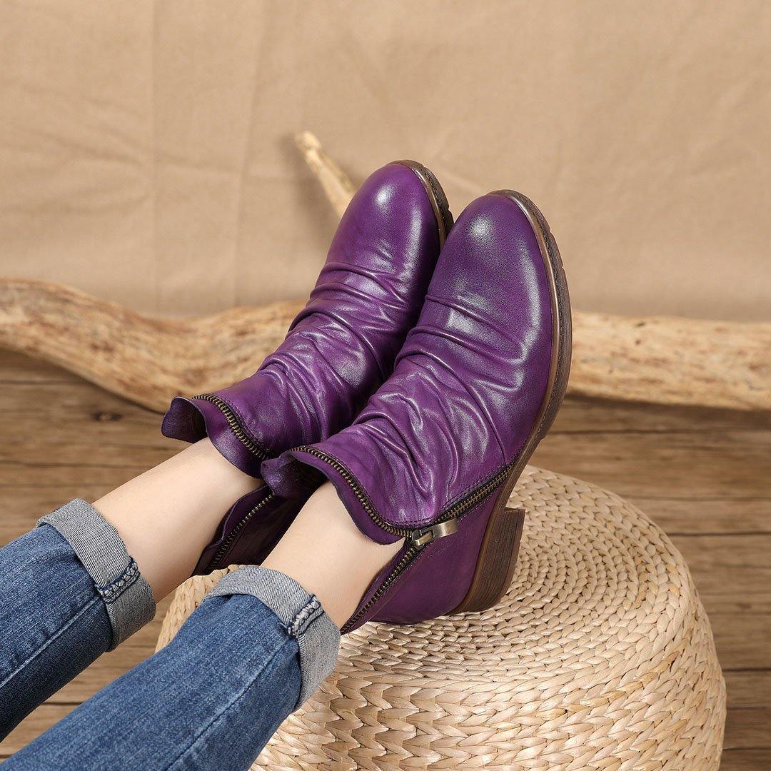 Botas de suave al tacto hecho de cuero de piel de becerro precioso (5 Colores) - MXbueno