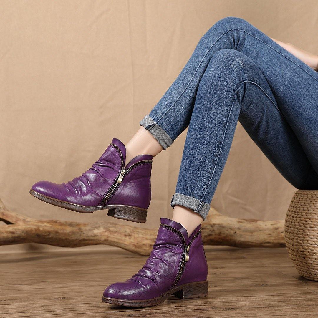 Botas de suave al tacto hecho de cuero de piel de becerro precioso (5 Colores) - MXbueno