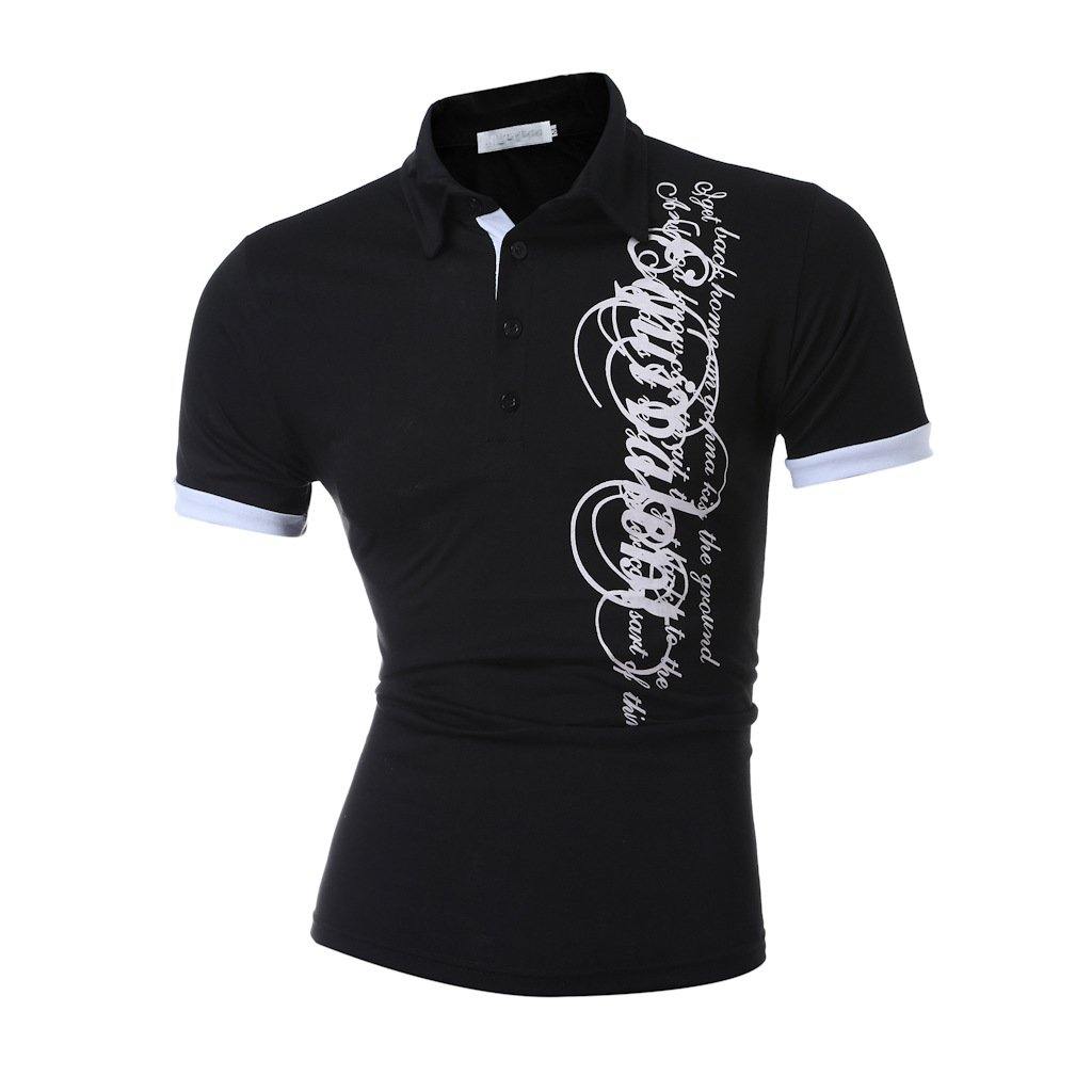 POLO casual delgado con estampado de letras manga corta - MXbueno