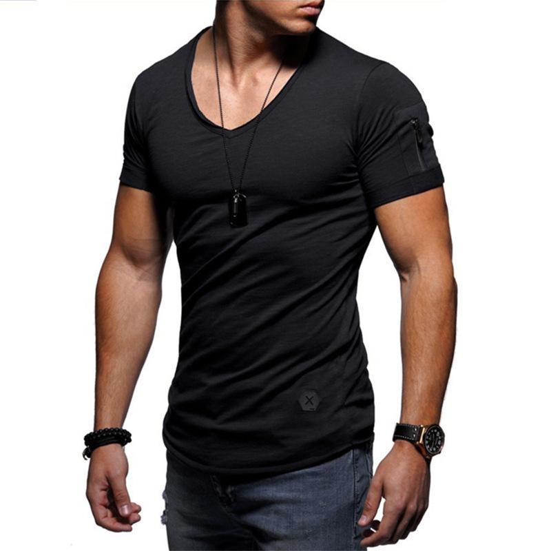 Moda Manga Corta Delgada Con Cuello En V