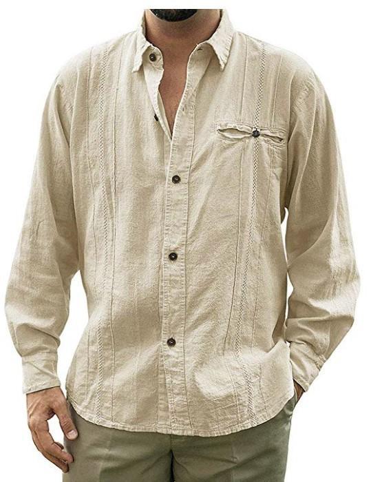Camisa de lino de manga larga de hombre nuevo