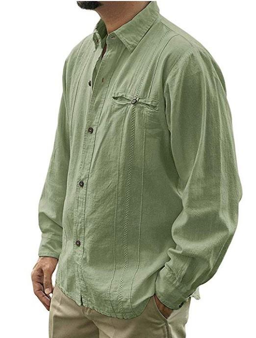 Camisa de lino de manga larga de hombre nuevo