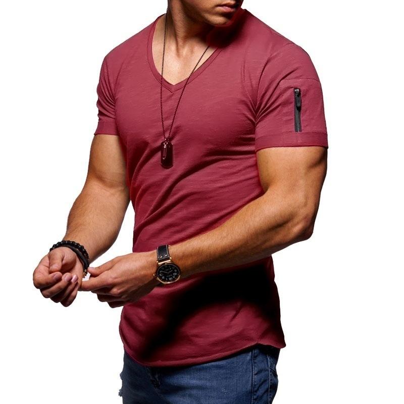 Moda Manga Corta Delgada Con Cuello En V
