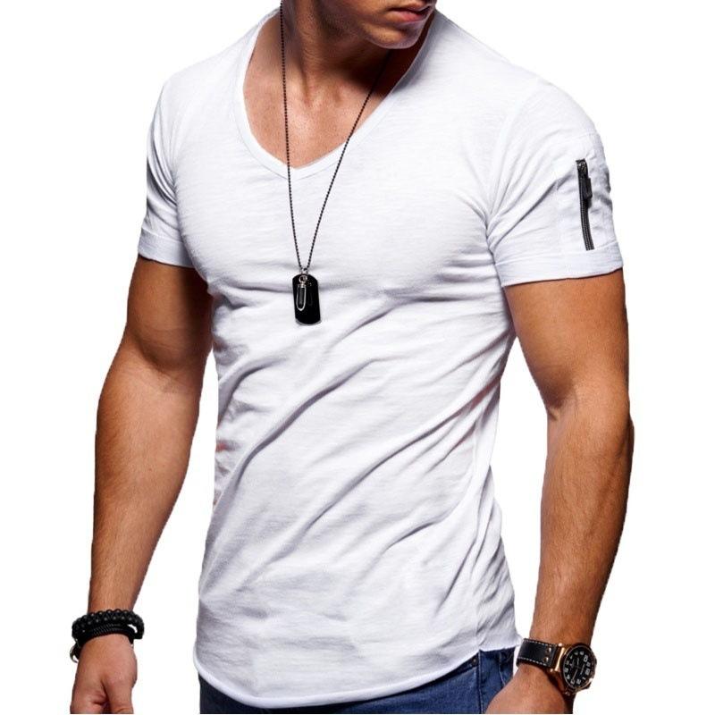 Moda Manga Corta Delgada Con Cuello En V