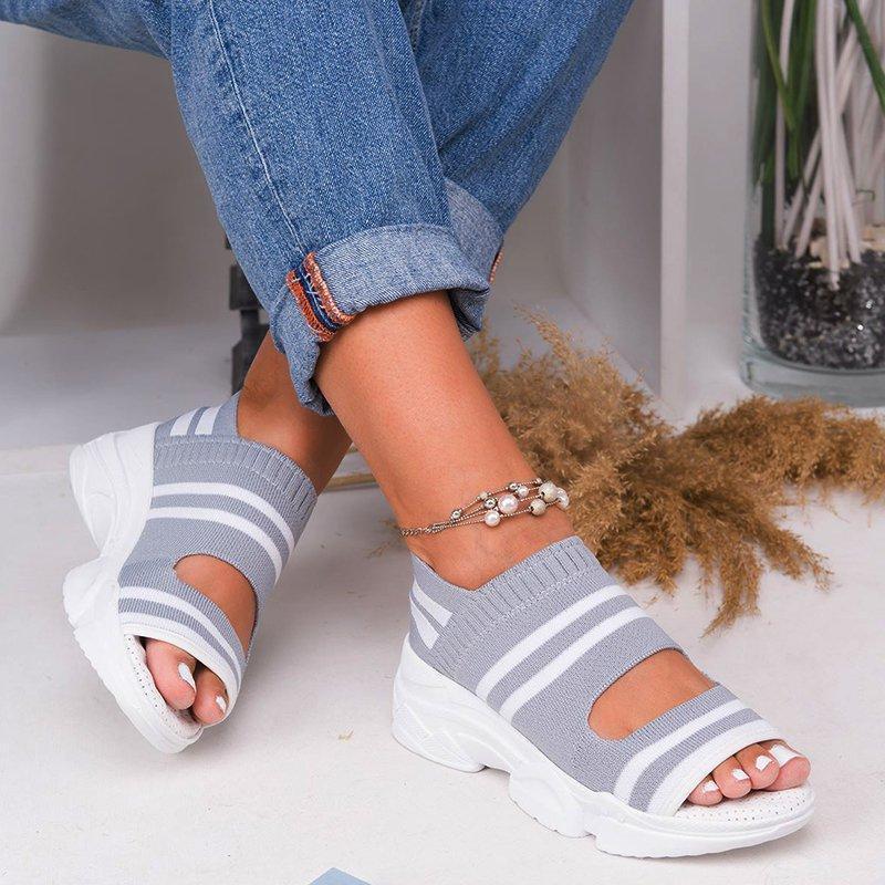Sandalias de punta abierta grises casuales