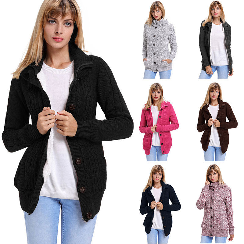 Suéter De Punto Para Mujer Cárdigan De Color Sólido Para Mujer Chaqueta Casual De Manga Larga Con Capucha