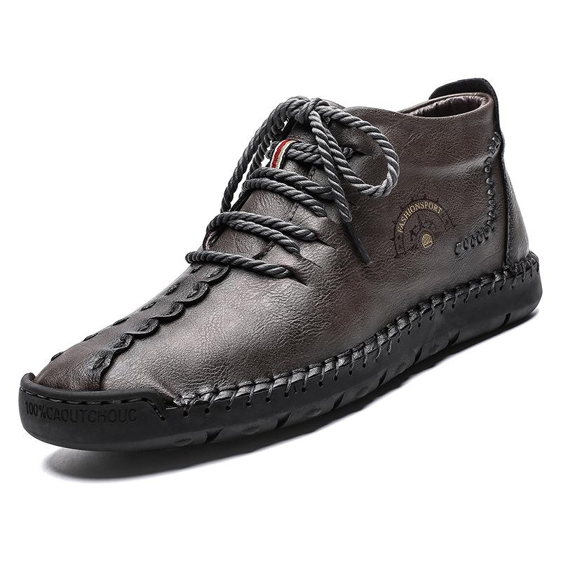 Botas Cortas De Hombre Retro Cosidas A Mano