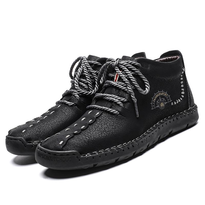 Botas Cortas De Hombre Retro Cosidas A Mano