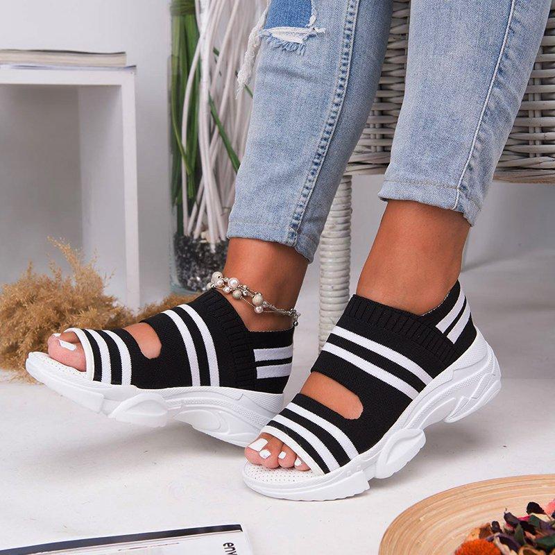 Sandalias de punta abierta grises casuales