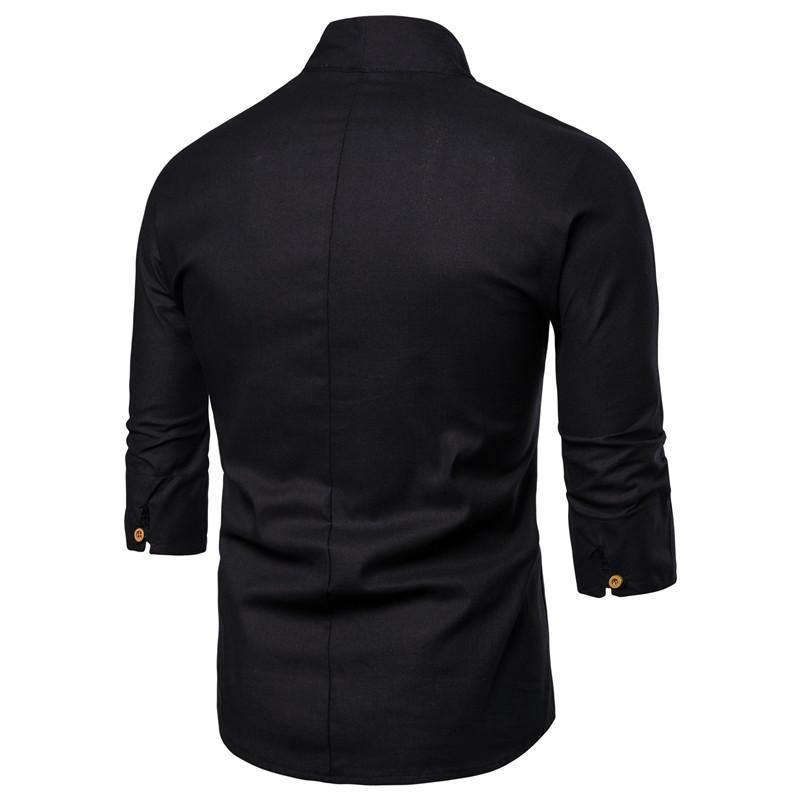 Ropa holgada de hombre de moda de manga tres cuartos de algodón y lino - MXbueno