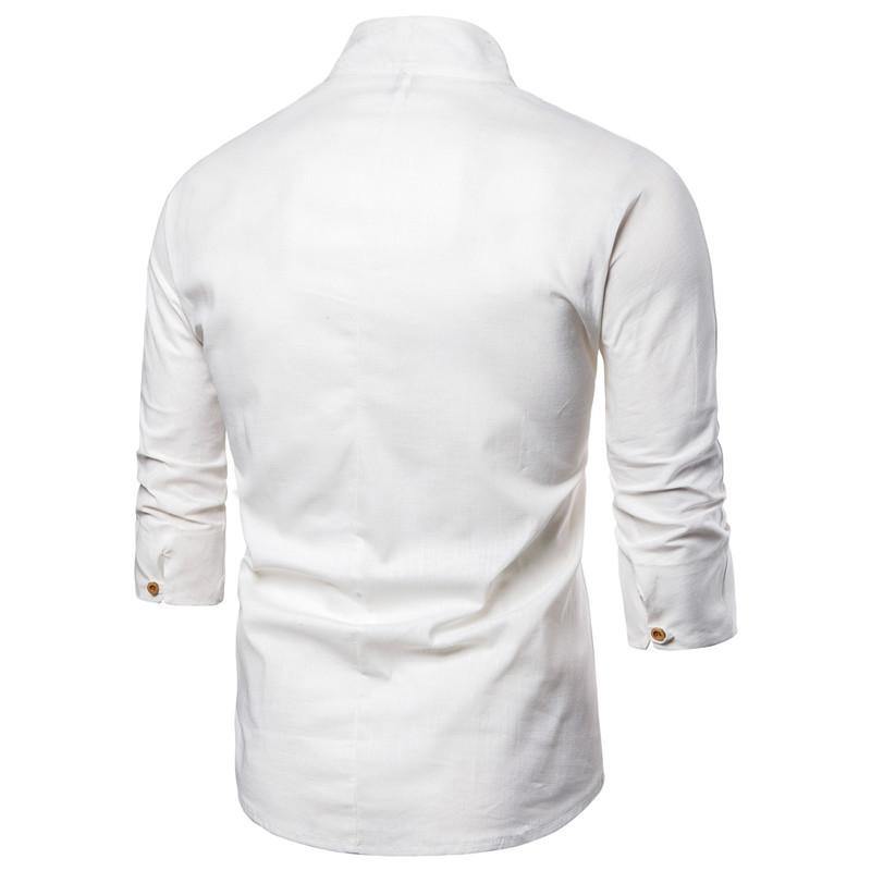 Ropa holgada de hombre de moda de manga tres cuartos de algodón y lino - MXbueno