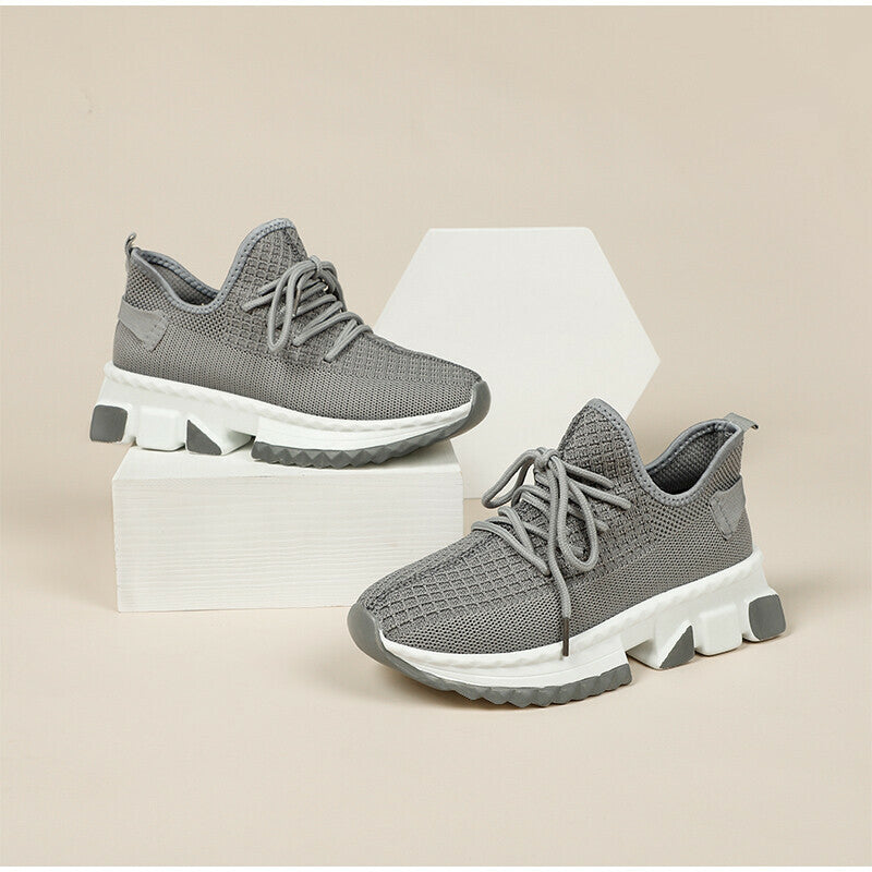 Zapatillas De Malla Con Cordones De Punto Casual