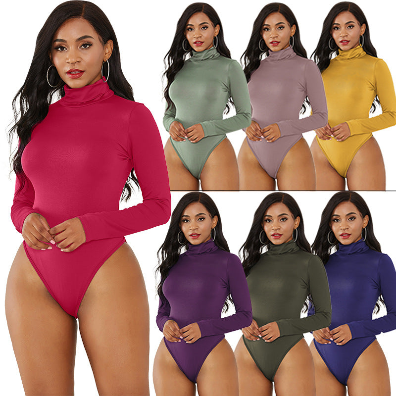 Medias Finas De Color Sólido De Manga Larga Con Cuello Alto De 12 Colores Para El Invierno